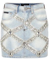 Philipp Plein - Rokken ,Blauw ,Denim Denim Mini Rok Broches - Lyst