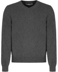 Comme des Garçons - Geribbelde Wol V-Hals Trui - Lyst