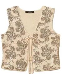 Twinset - Jassen ,Veelkleurig ,Pailletten Tulle Gilet Met Pailletten - Lyst