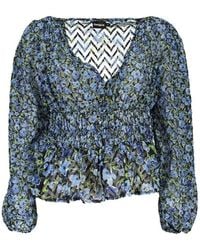 Desigual - Bluse Mit Blauem Blumenmuster - Lyst