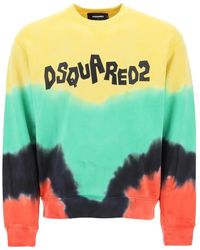 DSquared² - Tie-dye crew-neck sweatshirt mit logo-print - Lyst