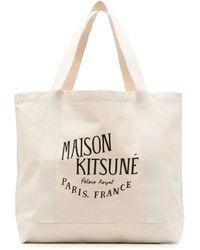 Maison Kitsuné - Logo-print canvas tote bag - Lyst