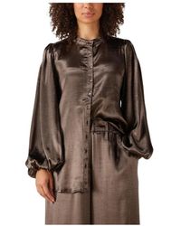 Notre-v - Bruine Polyester Blouse Voor Vrouwen - Lyst