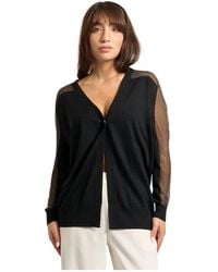 ARMANI EXCHANGE - Zwarte V-Hals Vest Met Transparante Inzet - Lyst