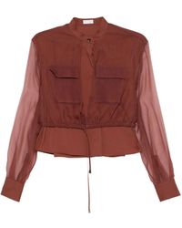 Brunello Cucinelli - Overhemden ,Rood ,Katoen Cotton Polyamide Silk Shirt - Lyst