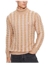 Guess - Maglione arkell ls tn bicolor cable swt - Lyst