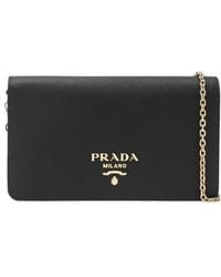Prada - Tassen ,Zwart ,Leer Mini Saffiano Leren Tas - Lyst