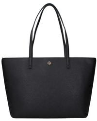 Tory Burch - Schwarze Leder-Schultertasche Mit Frontlogo - Lyst