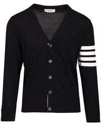 Thom Browne - Merino Wol 4-Bar Klassieke V-Hals Cardigan - Lyst