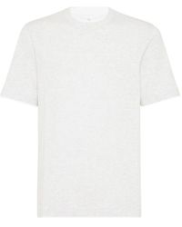 Brunello Cucinelli - Weißes Baumwoll-Crew-Neck T-Shirt - Lyst