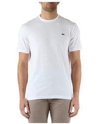 Lacoste - Regular fit baumwoll t-shirt mit logo patch - Lyst