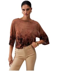 Liu Jo - Truien & Vesten ,Bruin ,Polyester Printed Jumper - Lyst