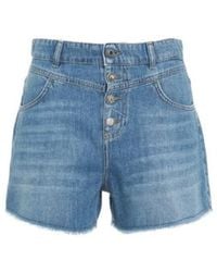 Liu Jo - Korte Broeken ,Blauw ,Denim Distressed High Waist Denim Shorts - Lyst