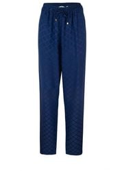 Elisabetta Franchi - Blaue Hose Mit Goldenen Metalldetails - Lyst