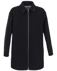 Jil Sander - Jassen ,Zwart ,Felt Jas Met Ruwe Rand - Lyst