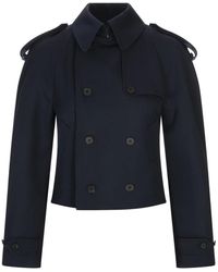 McQueen - Mitternachtsblauer Wollmantel Mit Doppelreihiger Knopfleiste - Lyst