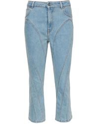 Mugler - Blaue denim-jeans mit kontrastnähten - Lyst