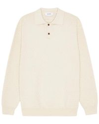 Les Deux - Tops ,Wit ,Katoen Billy Weave Knitted Ls Polo - Lyst