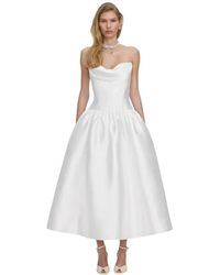 Self-Portrait - Taffeta Strapless Midi Jurk - Lyst