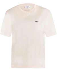 Lacoste - Tops ,Roze ,Katoen Relaxed Fit T-Shirt Van Zacht Katoen - Lyst