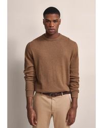 Bugatti - Sandbrauner baumwoll-kaschmir-pullover mit pinienmuster - Lyst