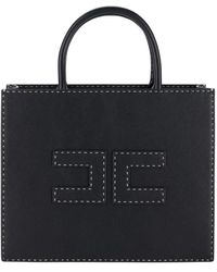 Elisabetta Franchi - Schwarze tote tasche mit media,schwarze shopper tasche mit schultergurt - Lyst