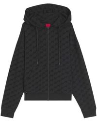 HUGO - Hoodies & Sweatvesten ,Zwart ,Zip-Through Sweatshirt - Lyst