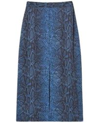 Twinset - Rokken ,Blauw ,Polyester Midi Python Print Rok - Lyst