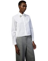 Liviana Conti - Overhemden ,Wit ,Katoen Cropped Katoenen Shirt - Lyst