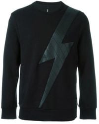 Neil Barrett - Hoodies & Sweatvesten ,Zwart ,Katoen Lyocell Sweatshirt - Lyst