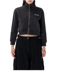The Attico - Zwarte Cropped Zip-Up Sweatshirt Gebreide Kleding - Lyst