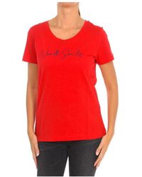 North Sails - Tops ,Rood ,Katoen T-Shirt Met Korte Mouwen En Geribbelde Hals - Lyst