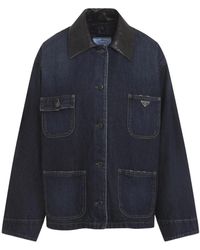 Prada - Bleu Denim Jas - Lyst