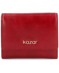 Kazar - Accessoires ,Rood ,Leer Rode Leren Portemonnee Drievoudig Opvouwbaar - Lyst