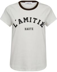 Haute L'Amitié - Tops ,Wit ,Katoen Logo Tee Top Off-/Mocca - Lyst
