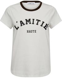 Haute L'Amitié - Tops ,Wit ,Katoen Logo Tee Top Off-/Mocca - Lyst
