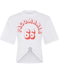 Rabanne - Printed Cotton Piercing T-Shirt - Lyst