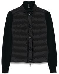 Moncler - Jassen ,Zwart ,Wol Zwarte Gewatteerde Wol En Nylon Jas - Lyst