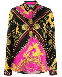 Versace - Camisa de viscosa de manga larga con estampado foulard - Lyst