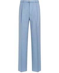 Lanvin - Fog Virgin Wool Leg Trousers - Lyst
