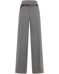 Prada - Neutrale Wollen Blend Broek - Lyst