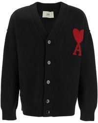 Ami Paris - V-Hals Logo Cardigan Trui - Lyst