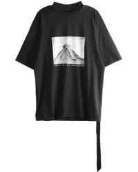 Rick Owens - Tops ,Zwart ,Katoen Print-Detail T-Shirt Met Korte Mouwen - Lyst