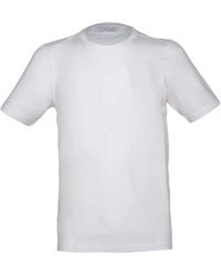 Gran Sasso - Vintage weißes baumwoll-t-shirt mit seitlichen öffnungen,weiße crepe baumwoll-t-shirt mit seitenschlitzen - Lyst