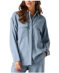 Minus - Overhemden ,Blauw ,Livina Oversized Shirt Blauwe Blouse - Lyst