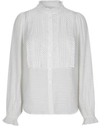 Lolly's Laundry - Overhemden ,Wit ,Polyester Geborduurde Blouse Met Ruches Wit - Lyst