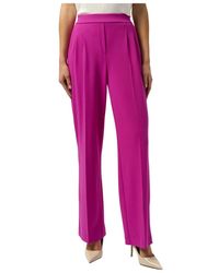 Joseph Ribkoff - Broeken ,Roze ,Leer Wijde Broek Met Elastische Tailleband - Lyst