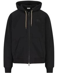 Burberry - Check Hood Cotton Zip Hoodie - Lyst