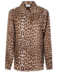 P.A.R.O.S.H. - P.A.R.O..H. ,Overhemden ,Bruin ,Luipaardprint Zijden Twill Overhemd - Lyst