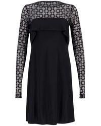Givenchy - Kleedjes ,Zwart ,Tule Zwarte Gedrapeerde Jersey En Monogram Tule Mini Jurk - Lyst
